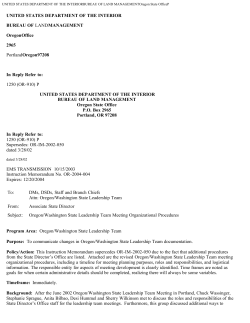 Oregon/Washington State Leadership Team Meeting Organizational Procedures