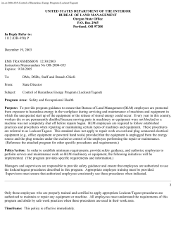 Control of Hazardous Energy Program (Lockout/Tagout)