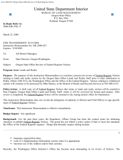 Oregon State Office Review of Federal Register Notices