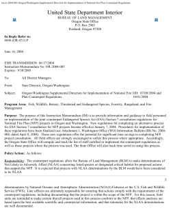 Oregon/Washington Supplemental Direction for Implementation of National Fire Plan Counterpart Regulations