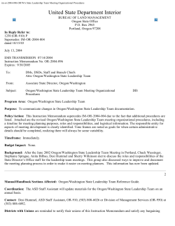Oregon/Washington State Leadership Team Meeting Organizational Procedures