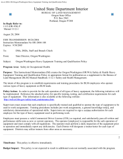 Oregon/Washington Heavy Equipment Training and Qulification Policy