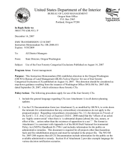 "Use of the Four Forestry Categorical Exclusions Published on August 14, 2007"