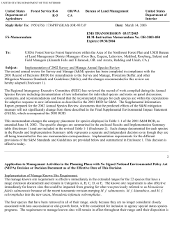 Implementation of 2002 Survey and Manage Annual Species Review