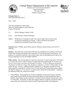 Modification of Guidance Found in the Greater Sage-Grouse Conservation Assessment and Strategy for Oregon: A Plan to Maintain and Enhance Populations