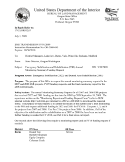 Emergency Stabilization and Rehabilitation (ESR) Annual Monitoring Summary/Funding Request