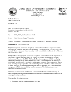 Disciplinary Actions Based on Violent, Threatening, or Disruptive Behavior