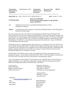 Centralized Forest Service Region 6 and Oregon/Washington Bureau of Land Management Statewide Printing Program