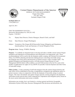 Formation of the Oregon BLM Renewable Energy Mitigation and Stipulations Interdisciplinary Team and Summary of Current Mitigation Policy