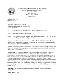 1998 Salmon, Steelhead, and Bull Trout Biological Opinions  Line Manager Certification Report for 2011