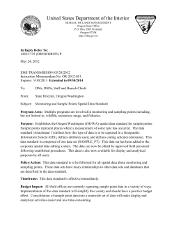 Monitoring and Sample Points Spatial Data Standard