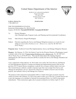 Direction regarding the Survey and Manage Mitigation measure as a result of court ruling in Conservation Northwest et al. v. Boone et al., Case No. 08-1067-JCC (W.D. Wash.)