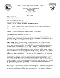 Casual Use for Tail Holds on Public Lands in Western Oregon