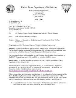 Options for Streamlining Road Amortization Supplements (Road Use Fee Calculations)