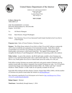 Free Christmas Tree to Every Interested Fourth Grader Enrolled in the Every Kid in a Park Program