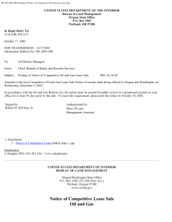 Posting of Notice of Competitive Oil and Gas Lease Sale