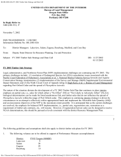 FY 2003 Timber Sale Strategy and Data Call