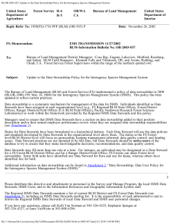 Update to the Data Stewardship Policy for the Interagency Species Management System