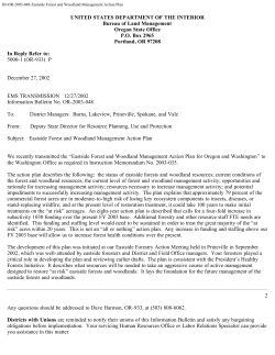 Eastside Forest and Woodland Management Action Plan