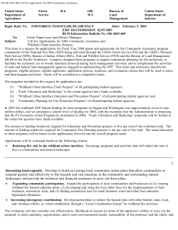 Call for Applications of 2004 Community Assistance and Wildland Urban Interface Projects