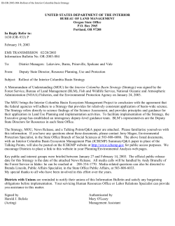 Rollout of the Interior Columbia Basin Strategy