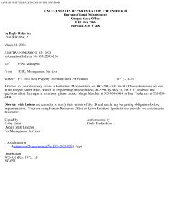 FY 2003 Real Property Inventory and Certification