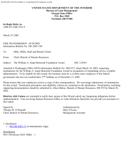 The William A. Jump Memorial Foundation Award