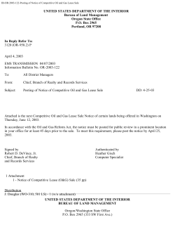 Posting of Notice of Competitive Oil and Gas Lease Sale