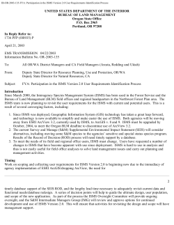 FYA: Participation in the ISMS Version 2.0 User Requirements Identification Process