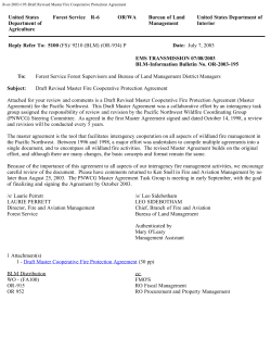 Draft Revised Master Fire Cooperative Protection Agreement