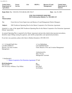 2003 Northwest Operating Plan for the Master Cooperative Fire Protection Agreement