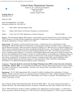 Fiscal Year (FY) 2005 Applications of Science Proposals