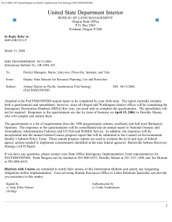 Annual Report on Pacific Anadromous Fish Strategy (PACFISH/INFISH)