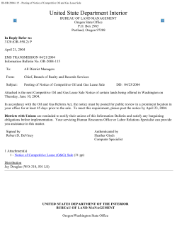 Posting of Notice of Competitive Oil and Gas Lease Sale
