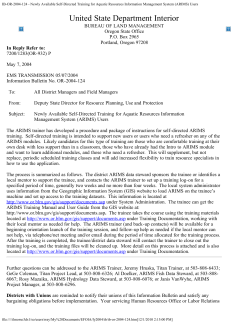 Newly Available Self-Directed Training for Aquatic Resources Information Management System (ARIMS) Users