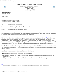 Annual Facility Safety Inspection Results
