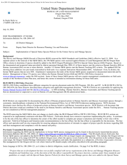 Implementation of Special Status Species Policies for the Former Survey and Manage Species