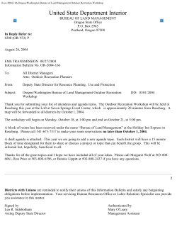 Oregon/Washington Bureau of Land Management Outdoor Recreation Workshop