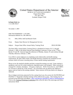 Oregon State Office Annual Safety Training Week