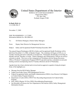 Safety and Occupational Health Workshop December 2005