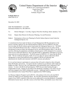Participation in Recovery Planning for Pacific Salmon Species Listed Under the Endangered Species Act