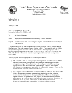 Fiscal Year (FY) 2006 Cost Coding and Program Elements for the Western Oregon Plan Revisions