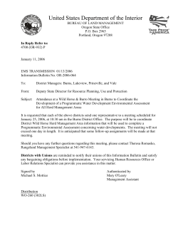 Attendance at a Wild Horse Burro Meeting in Burns to Coordinate the Development of a Programmatic Water Development Environmental Assessment for All Herd Management Areas
