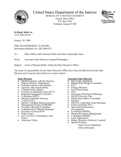 Areas of Responsibility within the State Director's Office