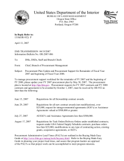 Procurement Plan Update and Procurement Support for Remainderof Fiscal Year 2007 and beginning of Fiscal Year 2008