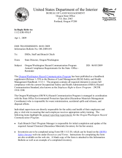 Oregon/Washington Hazard Communication Program Annual Compliance Requirements for the State Office - Reminder