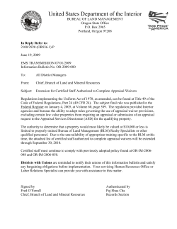 Extension for Certified Staff Authorized to Complete Appraisal Waivers