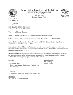 Posting of Notice of Competitive Oil and Gas Lease Sale
