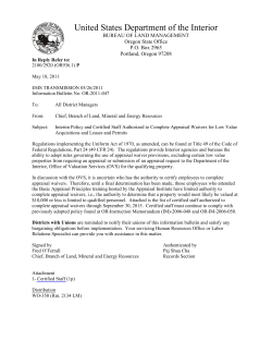 Interim Policy and Certified Staff Authorized to Complete Appraisal Waivers for Low Value