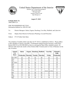 FY14 Timber Sale Dates
